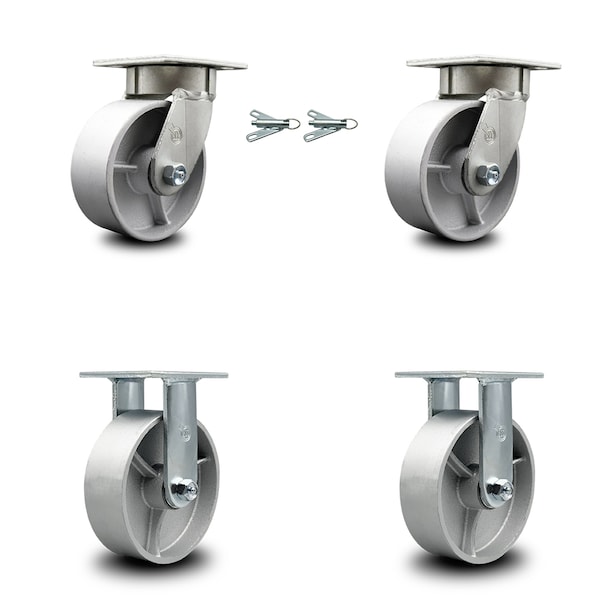 6 Inch Kingpinless Semi Steel Wheel Caster Swivel Locks 2 Rigid SCC, 2PK